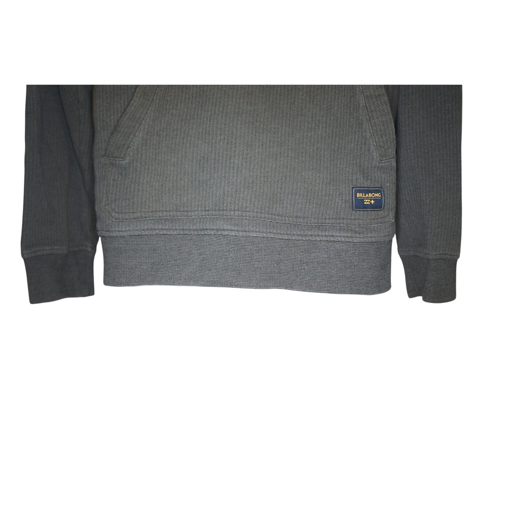Billabong Hoodie Large Gray Waffle Knit Button Neck Pulover with Kangaroo Pocket - Picture 9 of 16